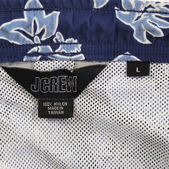J.Crew Men's Tropical Board Shorts Large Blue Gray Hibiscus Flower Hawaiian - Picture 6 of 9